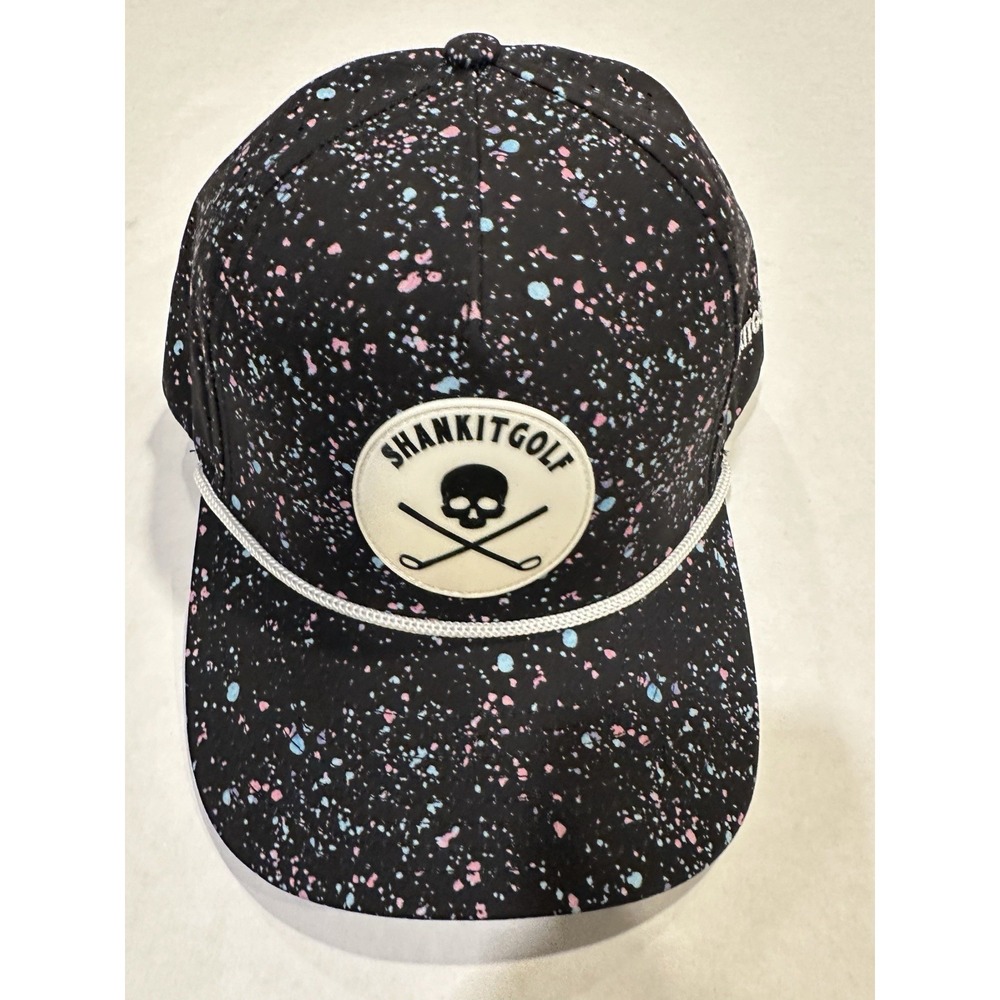 Shankitgolf Paint Splatter Skull And Crossbones Black Rope Golf Hat Adjustable